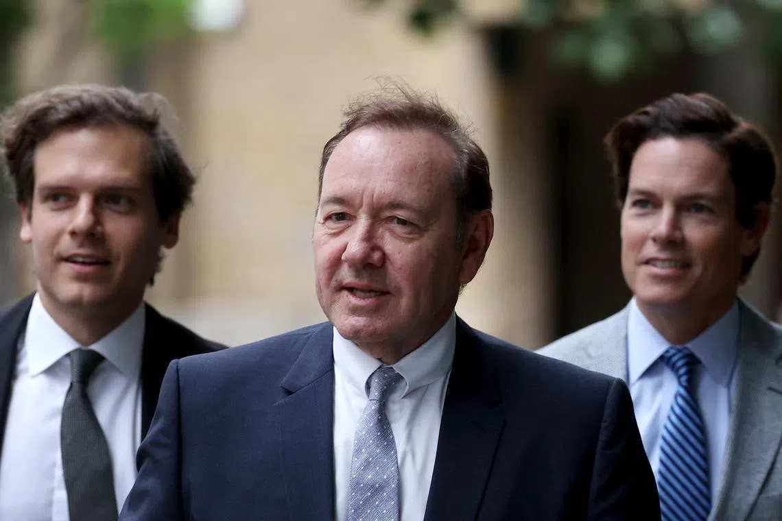 US actor Kevin Spacey arrives at London's Southwark Crown Court.