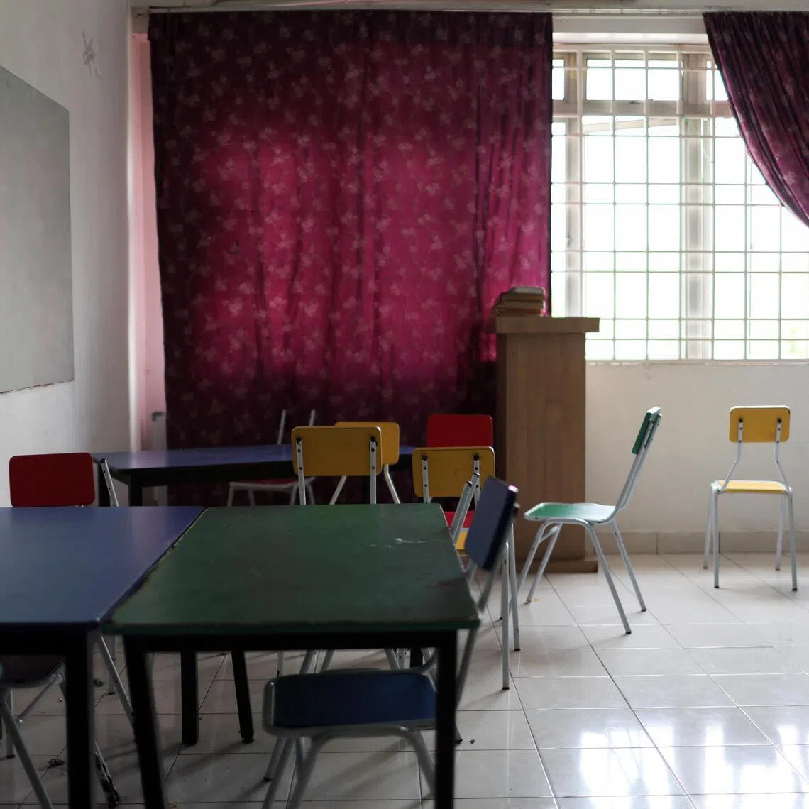 An empty classroom at a school for Rohingya refugees that was forced to close, at Subang Jaya, Malaysia, on July 7.