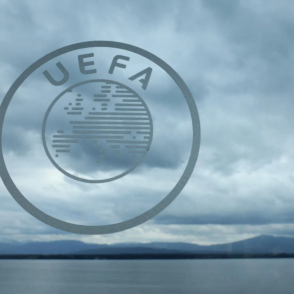 Soccer Football - Champions League - Draw For Quarter Final, Semi Final and Final - UEFA Headquarters, Nyon, Switzerland - March 15, 2024 General view of the UEFA logo after the draw REUTERS/Denis Balibouse