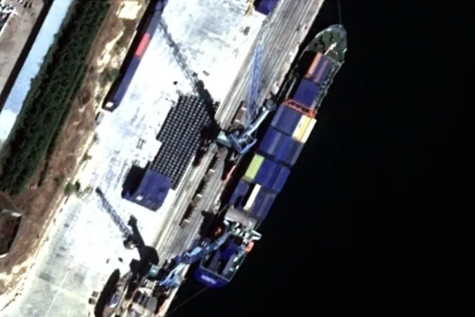 A satellite image said to show the Heng Yang 9 docked on Sept 14 in Sevastapol, a port on the Russian-occupied peninsula of Crimea, Ukraine.