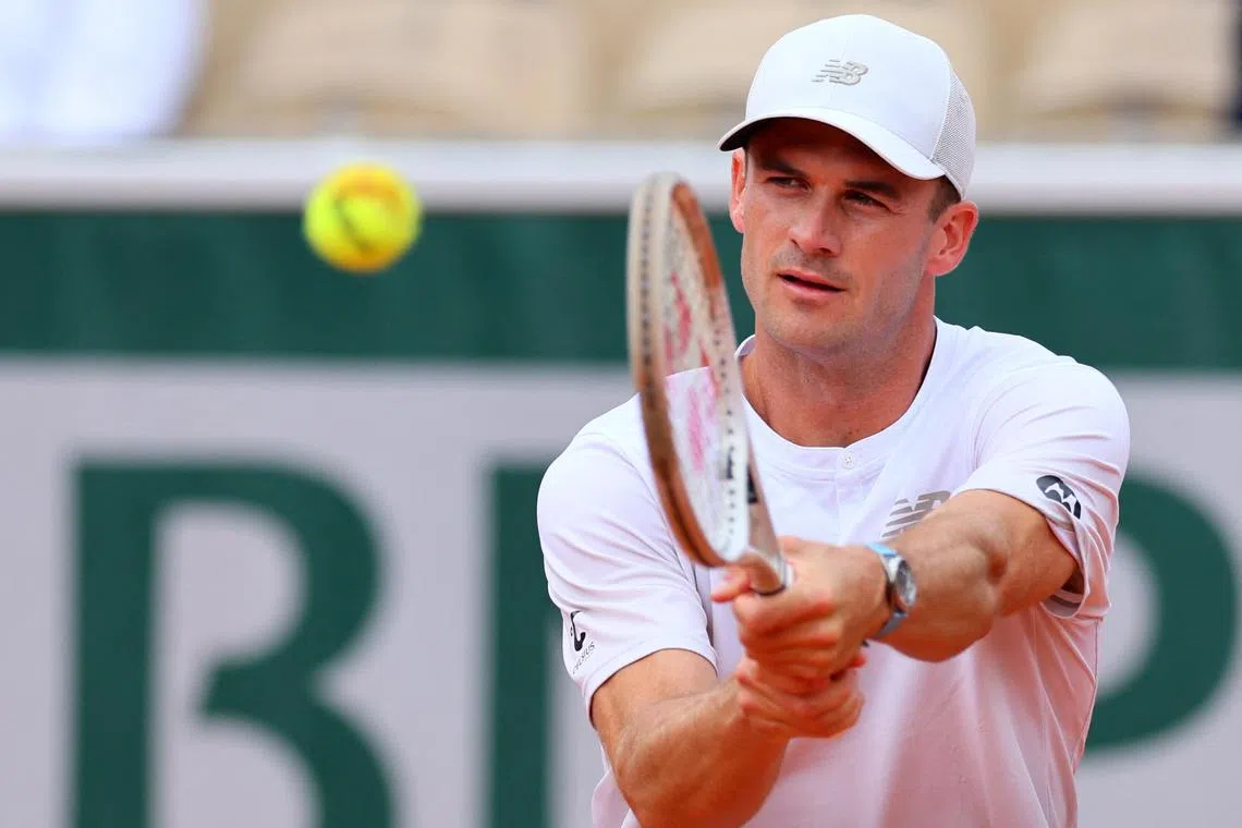 Tennis - French Open - Roland Garros, Paris, France - May 25, 2025 Tommy Paul of the U.S. in action during his first round match against Denmark's Elmer Moller REUTERS/Denis Balibouse