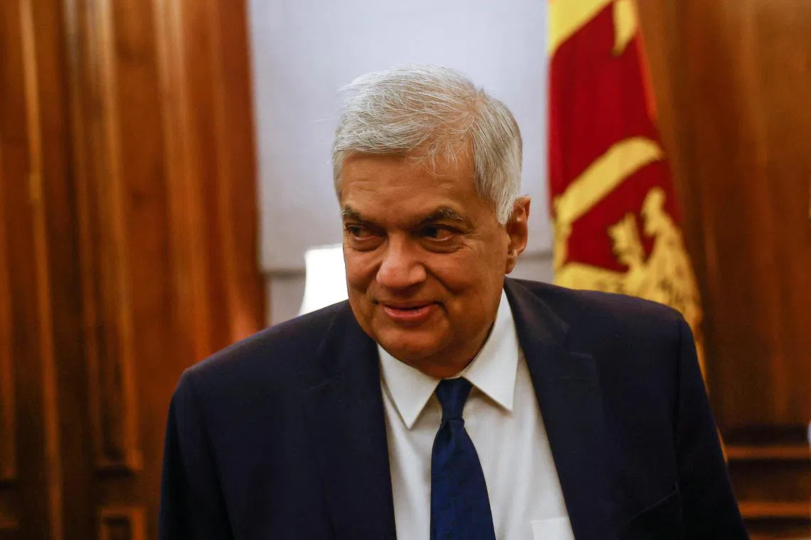 FILE PHOTO: Sri Lanka's President Ranil Wickremesinghe looks on during an interview with Reuters at the Presidential Secretariat in Colombo, Sri Lanka August 18, 2022. REUTERS/ Dinuka Liyanawatte/File Photo