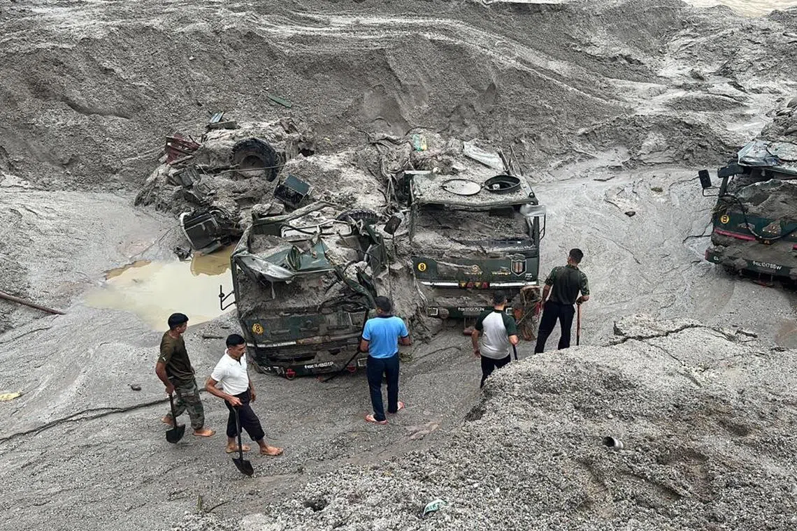 The Lhonak Lake in the mountainous northeastern state of Sikkim overflowed on Wednesday after a cloudburst triggered torrential rains.