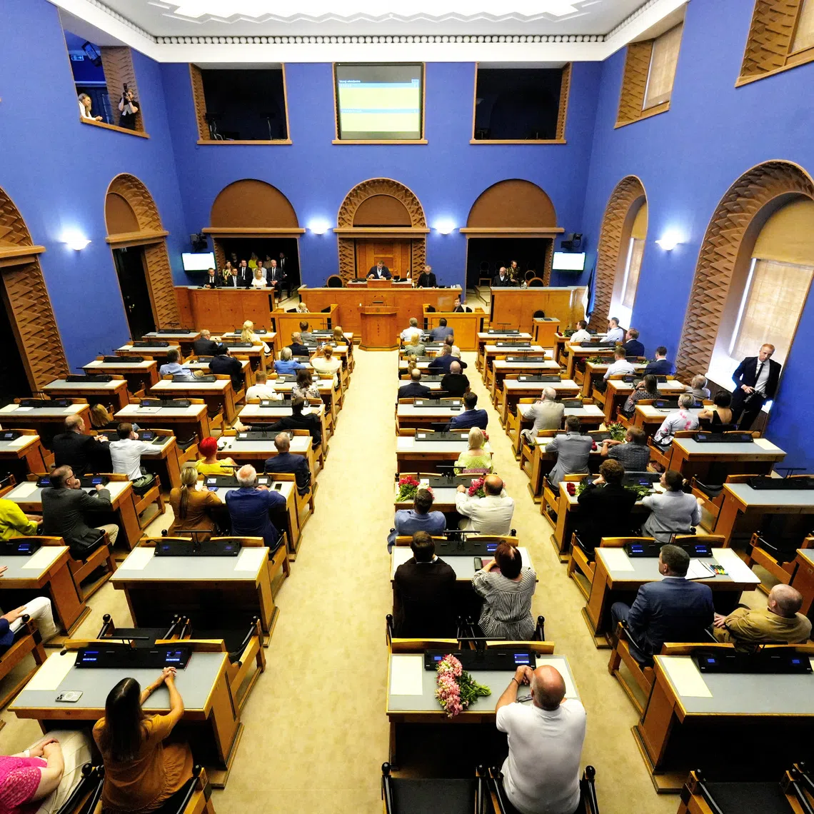 A general view of the Estonia's Parliament Riigikogu during an extraordinary session in Tallinn, Estonia July 23, 2024. REUTERS/Ints Kalnins