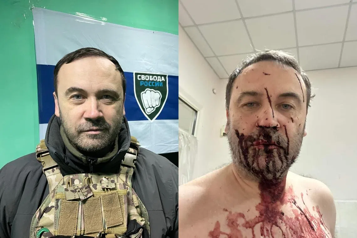 Russian lawmaker Ilya Ponomaryov posted pictures of his bloodied face on social media after an overnight drone attack on his house near Kyiv.