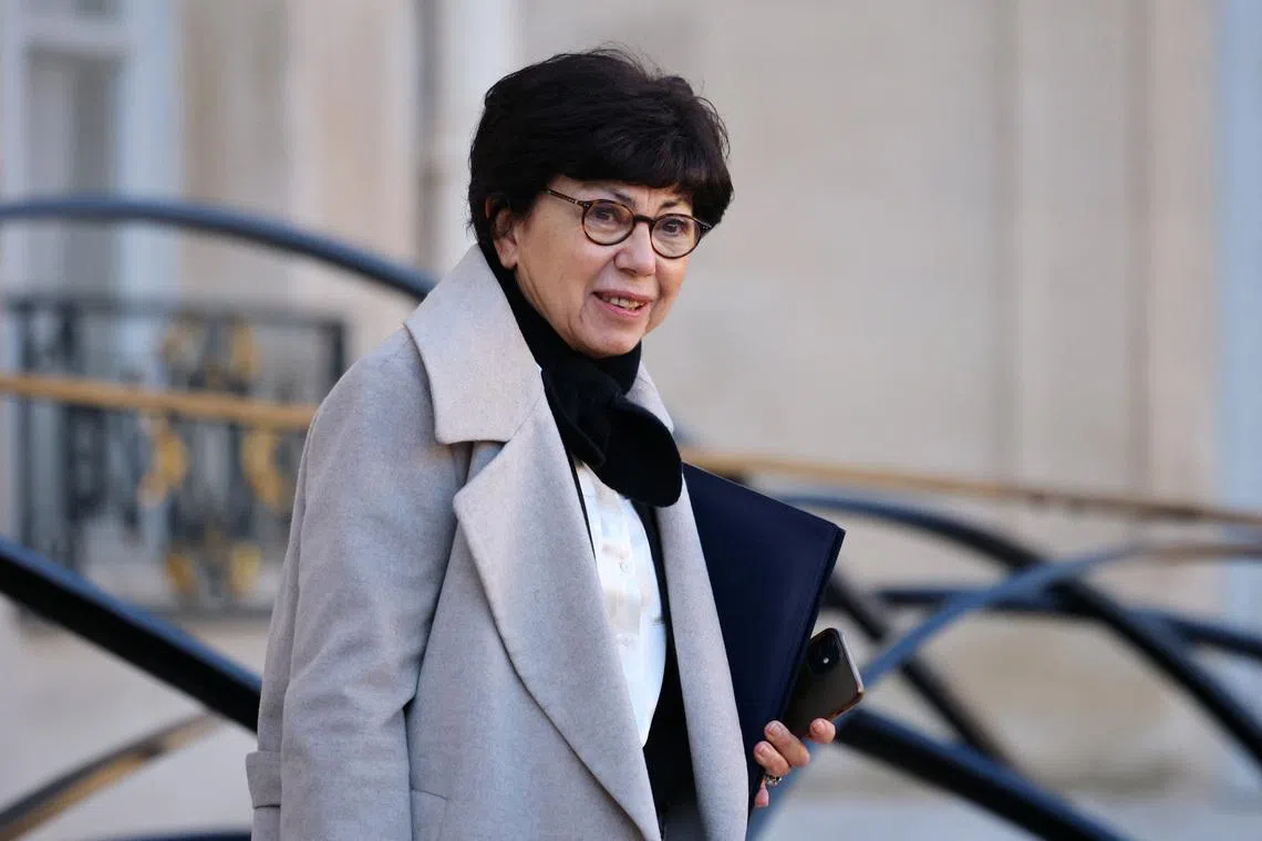 French Minister for Ecological Transition, Biodiversity, and International Negotiations on Climate and Nature Monique Barbut leaves following the weekly cabinet meeting at the Elysee Palace in Paris, France, February 4, 2026. REUTERS/Sarah Meyssonnier/File Photo