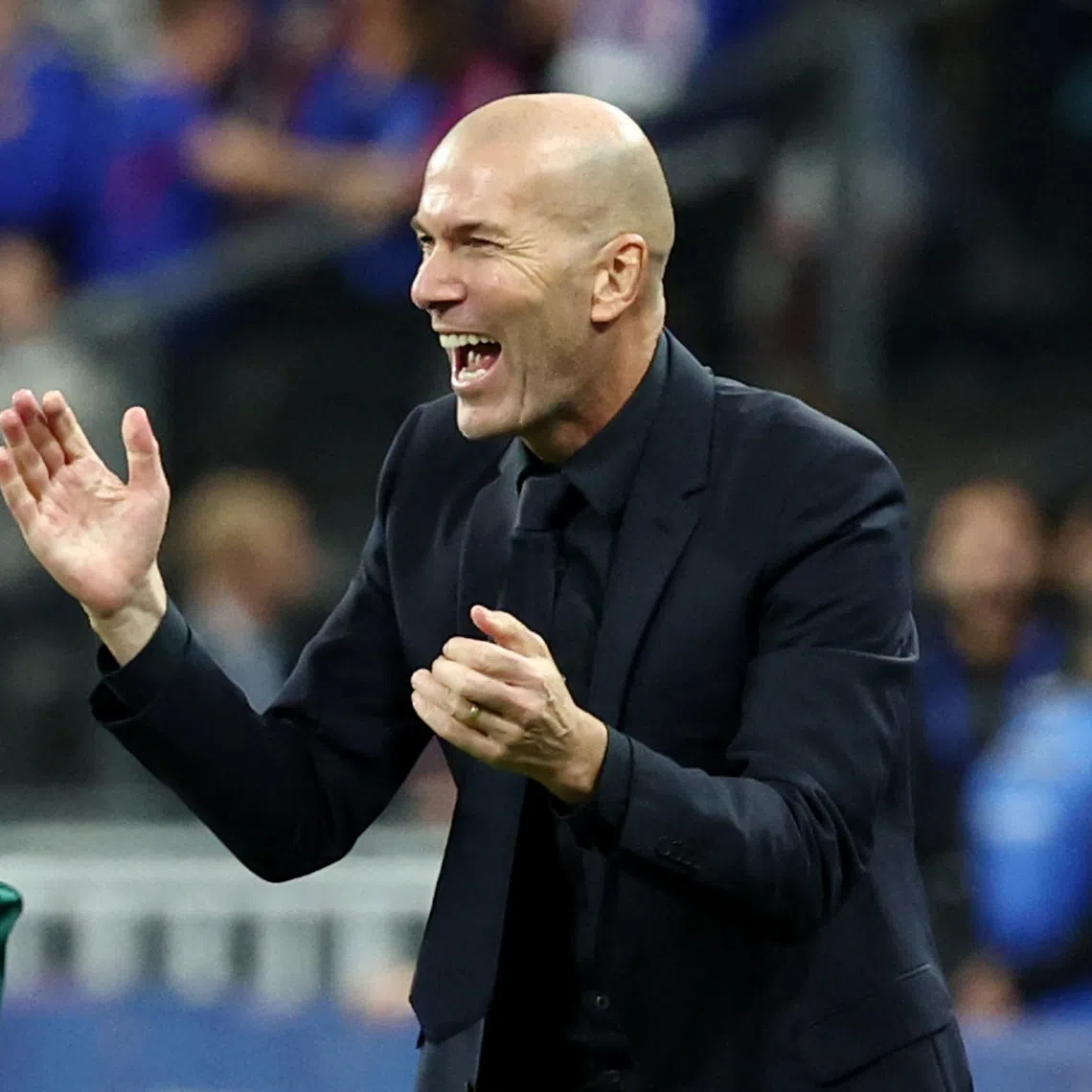 Soccer Football - Nations League - Group A1 - France v Italy - Stade de France, Saint Denis, France - October 2, 2026 France coach Zinedine Zidane celebrates after Michael Olise scores their first goal REUTERS/Catherine Steenkeste