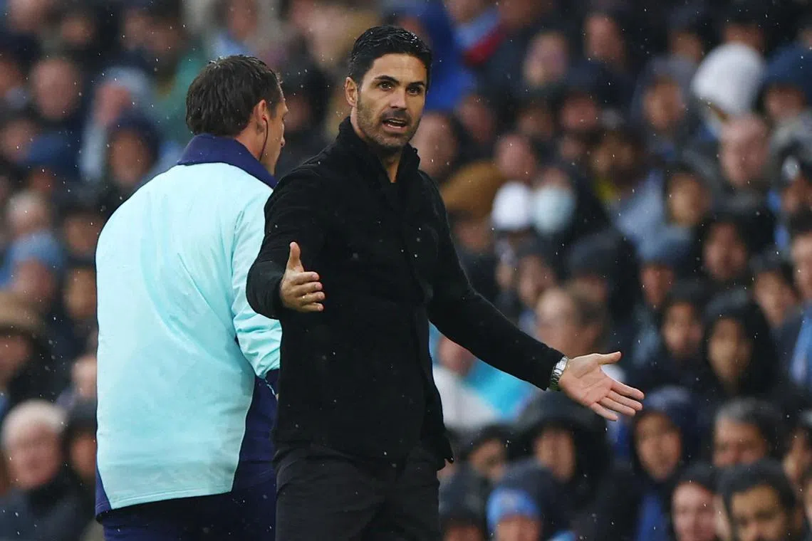 Arsenal manager Mikel Arteta during the 2-2 English Premier League draw with Manchester City.