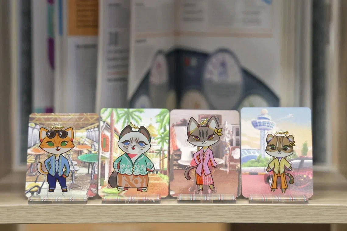 Kebaya-inspired keychains made by Nanyang Polytechnic School of Design and Media Year 3 visual communication students Giselle Chionh, 19, Kirsten Discaya, 19, Seng Le Tong, 20, and Nicole Lee, 20, as seen on Dec 3, 2024.