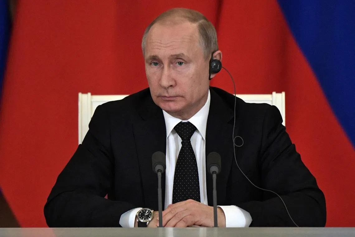 Russian President Vladimir Putin attends a news conference following the talks with his Turkish counterpart Tayyip Erdogan at the Kremlin in Moscow, Russia April 8, 2019. Sputnik/Alexei Nikolsky/Kremlin via REUTERS/ File Photo