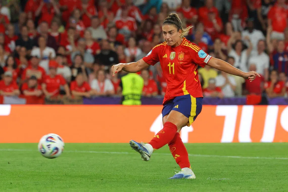 FILE PHOTO: Soccer Football - UEFA Women's Euro 2025 - Quarter Final - Spain v Switzerland - Stadion Wankdorf, Bern, Switzerland - July 18, 2025 Spain's Alexia Putellas misses from the penalty spot REUTERS/Denis Balibouse/File Photo