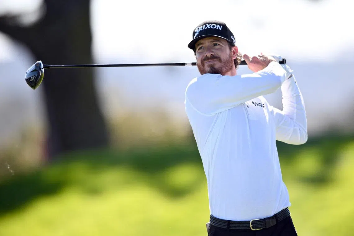 Sam Ryder of the United States plays his shot from the sixth tee of the South Course during the second round of the Farmers Insurance Open.