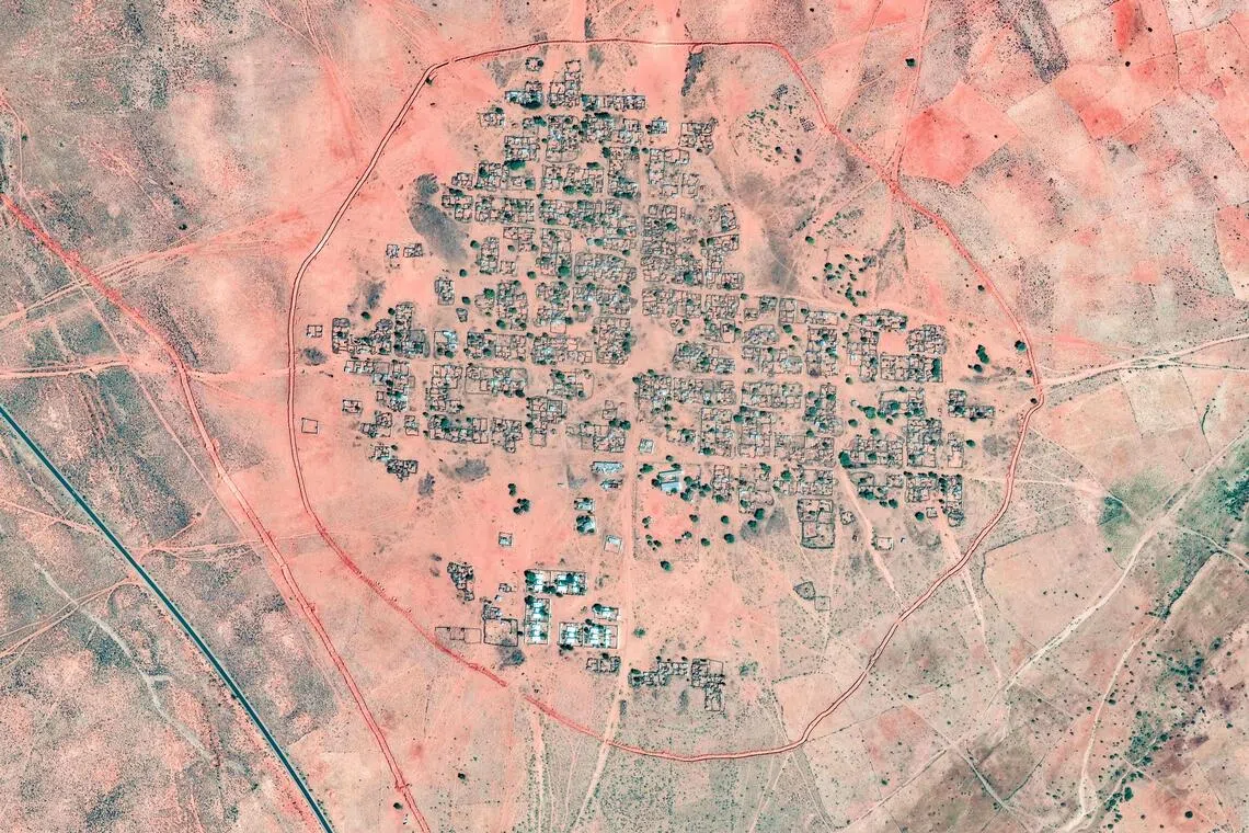 A satellite image by Vantor taken on Oct 30 shows a general view of a Kinin Village near El-Fasher.