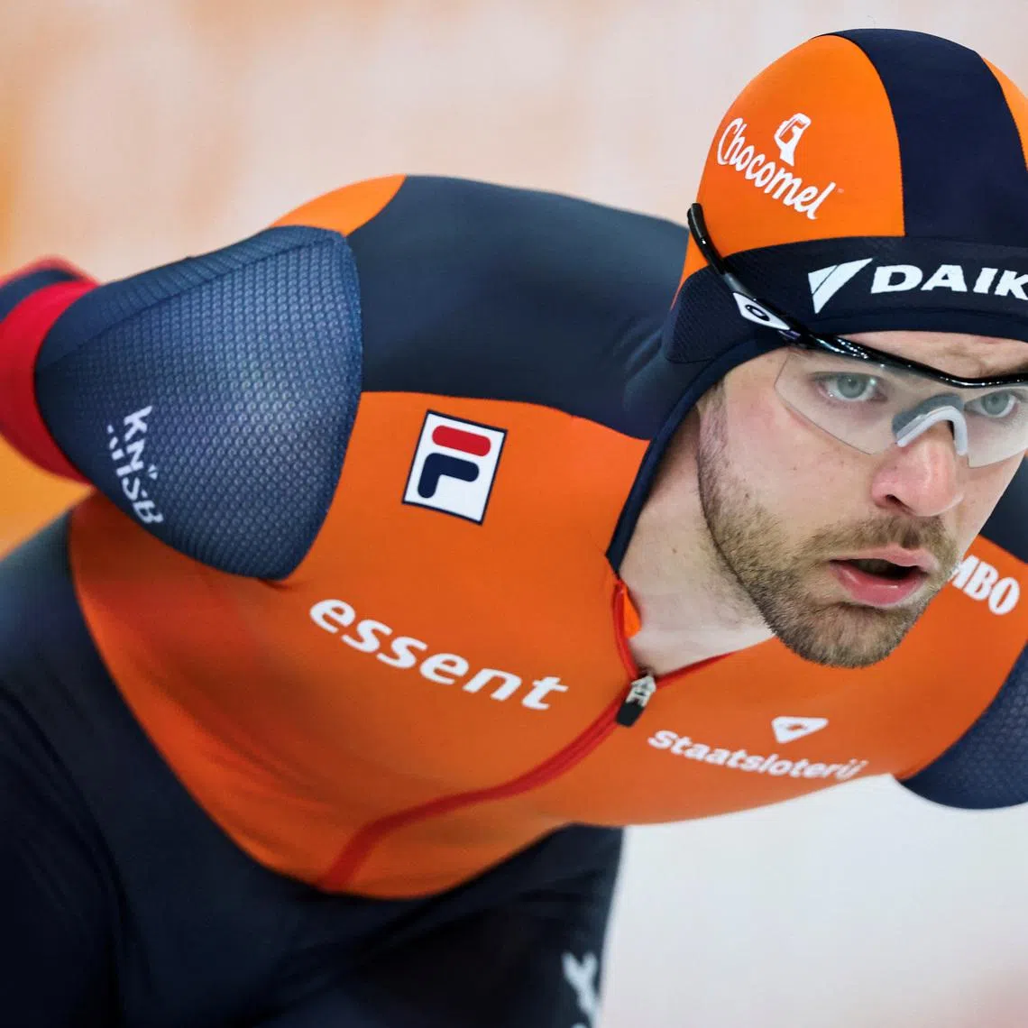 Speed Skating - ISU World Speed Skating Single Distances Championships - Hamar Olympic Hall, Hamar, Norway - March 13, 2025 Netherlands' Chris Huizinga in action during the men's 5000m  Geir Olsen/NTB via REUTERS