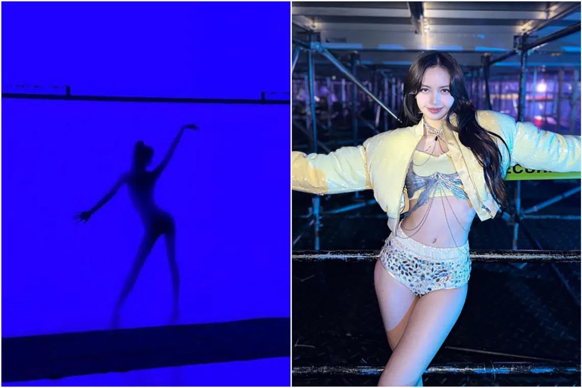 Lisa teased a series of photos and a video of herself executing sensual dance moves (left).