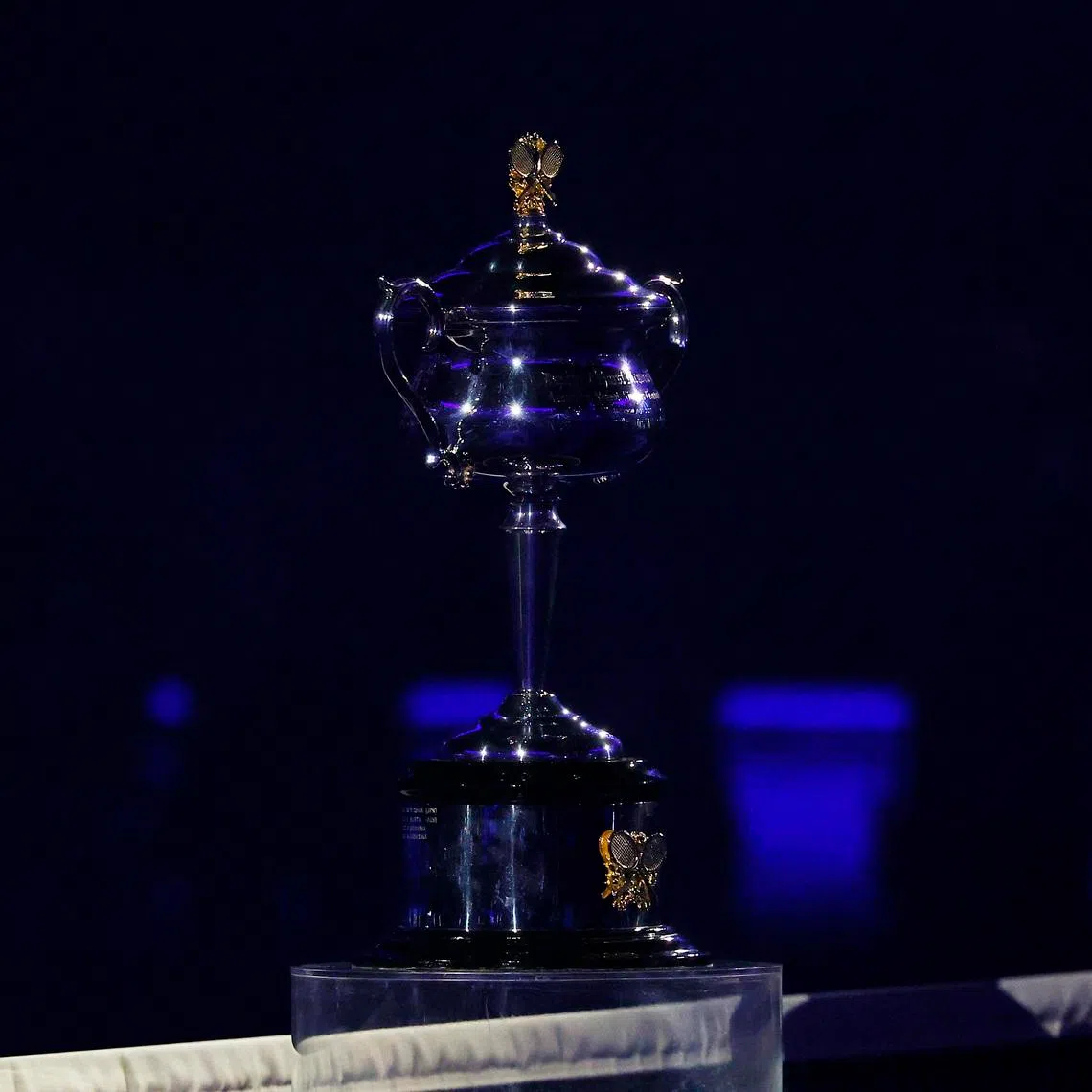 Tennis - Australian Open - Melbourne Park, Melbourne, Australia - January 25, 2025 The women's singles trophy is pictured before the start of the final between Belarus' Aryna Sabalenka and Madison Keys of the U.S. REUTERS/Kim Kyung-Hoon
