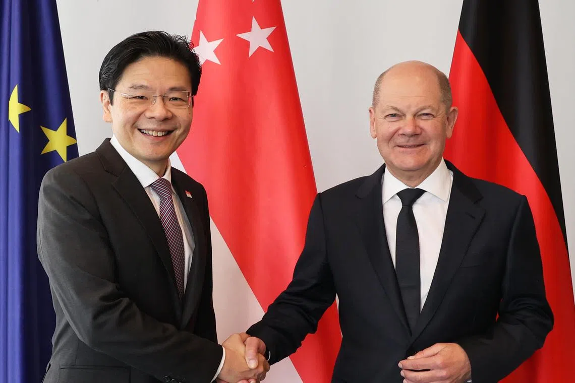 DPM Lawrence Wong and German Chancellor Olaf Scholz took stock of the countries’ long-standing and multifaceted bilateral ties, which have strengthened over the decades.