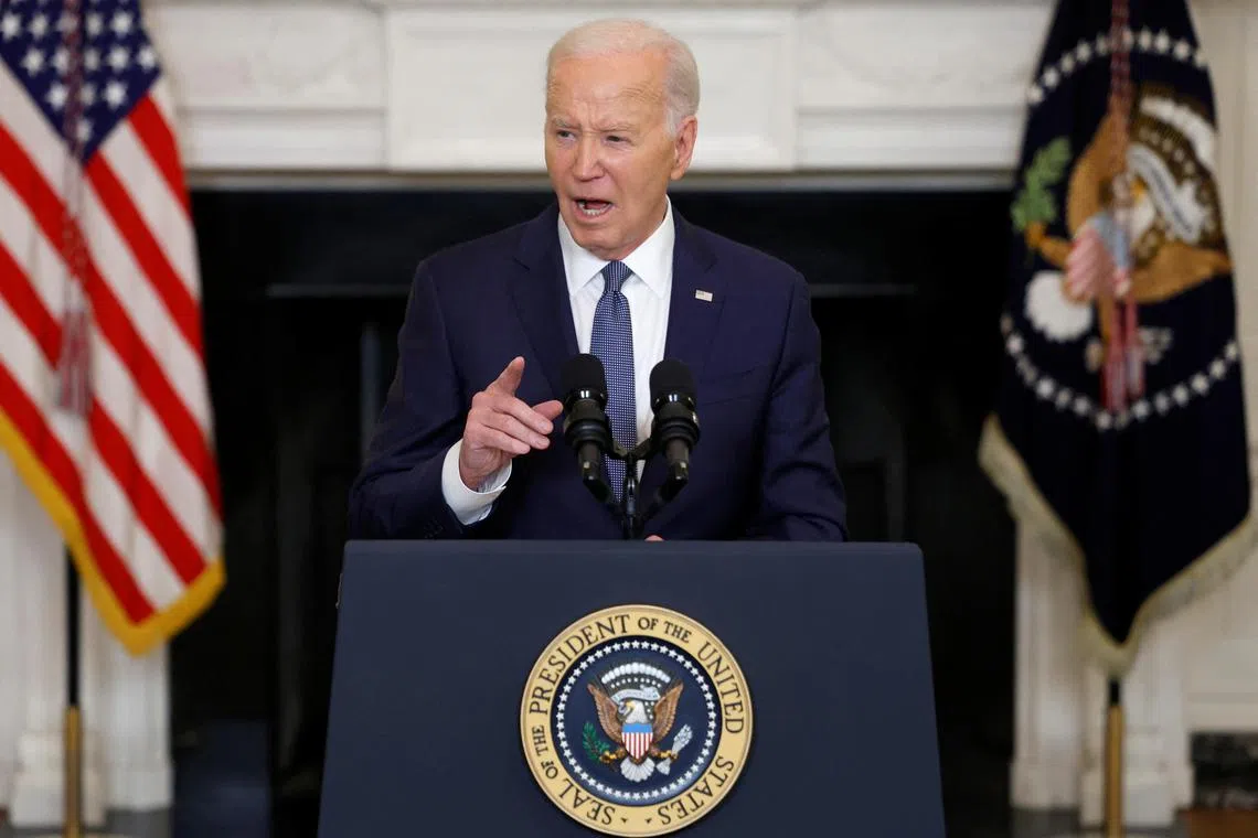US President Joe Biden delivering remarks on the Middle East at the White House, on May 31.