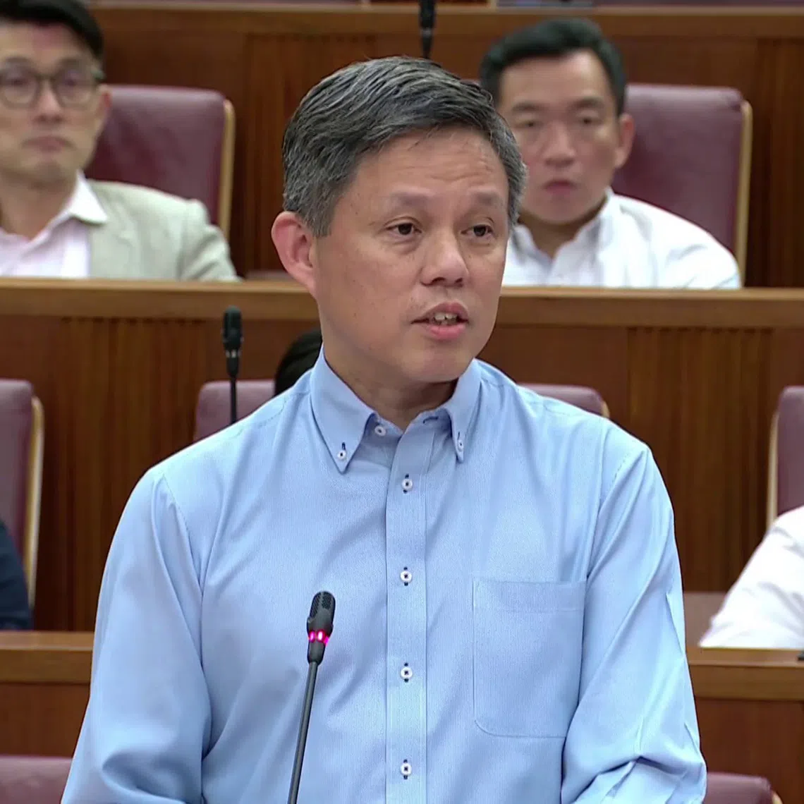 Coordinating Minister for Public Services Chan Chun Sing speaking in Parliament on Sept 26.