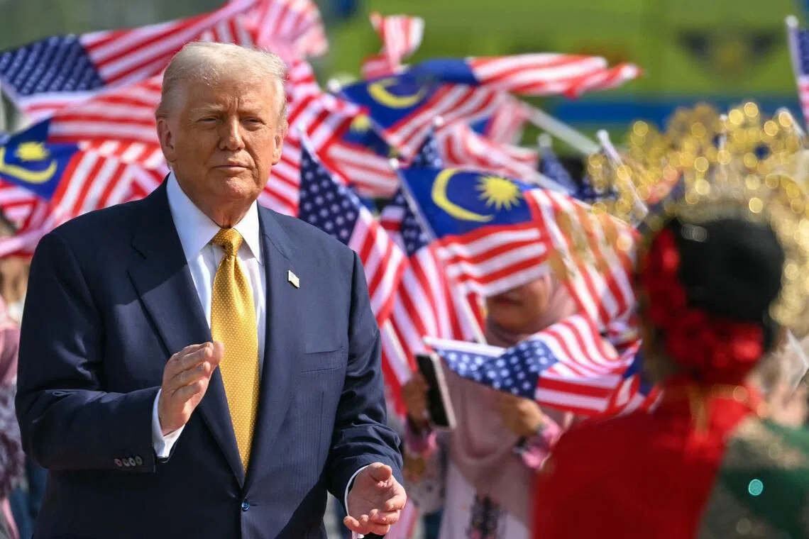US President Donald Trump at Kuala Lumpur International Airport before his departure on Oct 27.