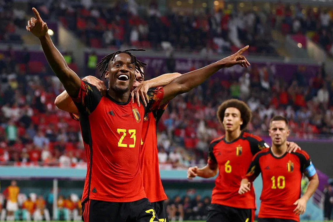 Belgium's forward Michy Batshuayi celebrates scoring the only goal of the match against Canada. 