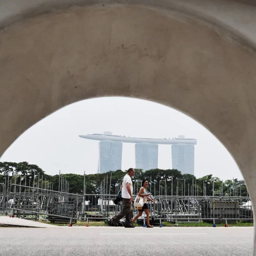 Hazy conditions seen Marina Bay Sands at about 1 pm on Oct 21.