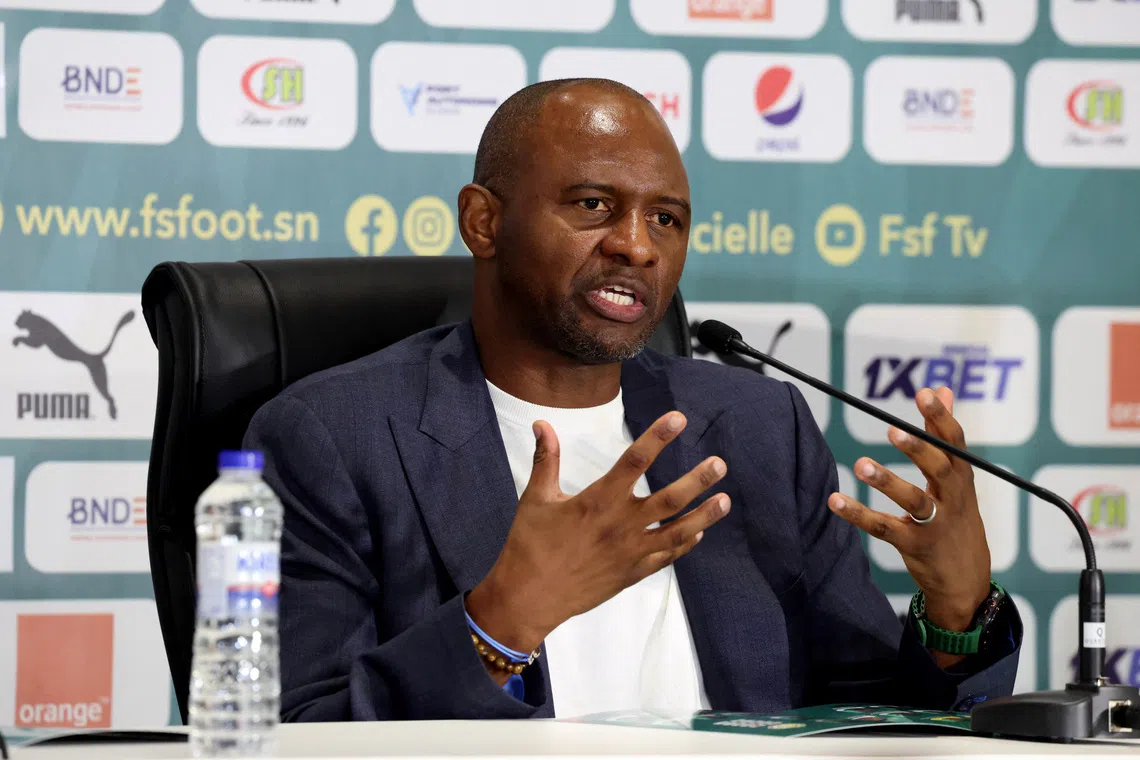 Soccer Football - Senegal unveils Patrick Vieira as new coach - Leopold Sedar Senghor Stadium, Dakar, Senegal - September 18, 2026 Senegal coach Patrick Vieira during the press conference REUTERS/Misper Apawu