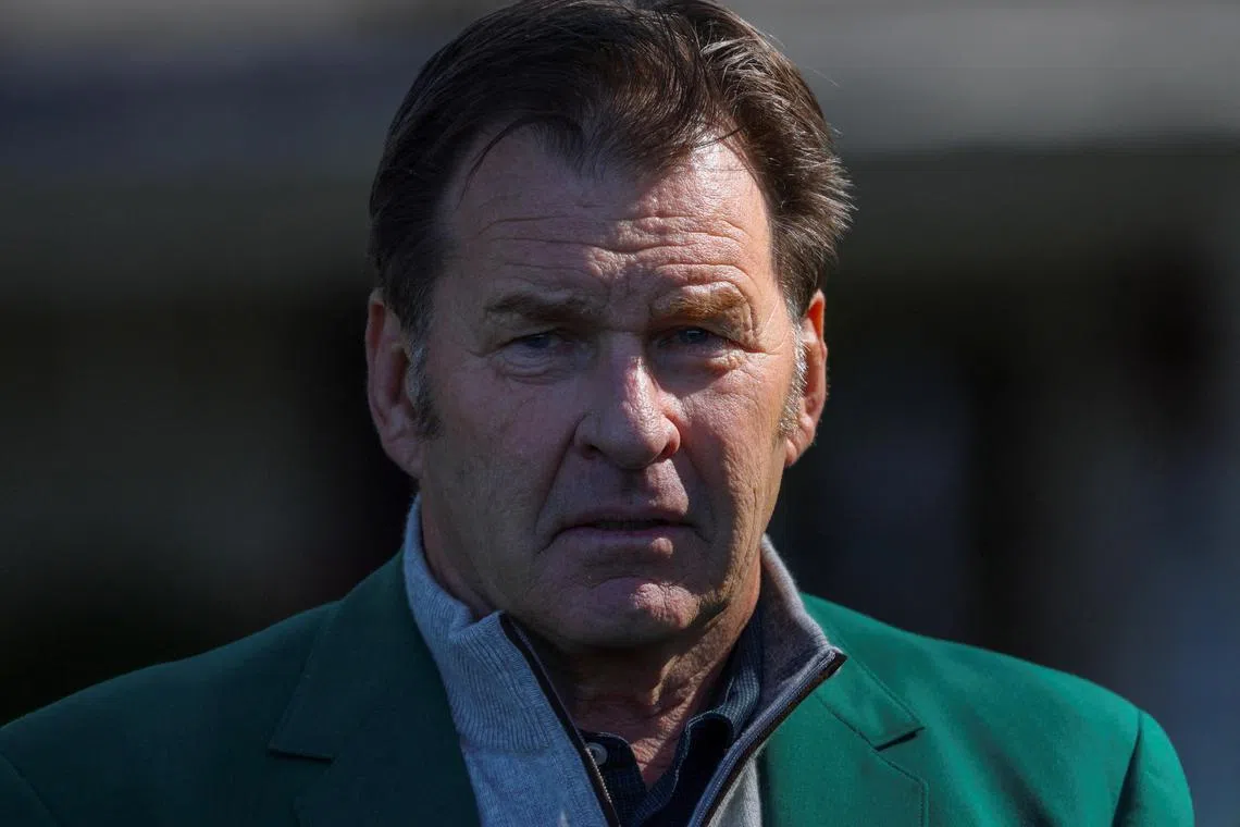 Former Masters champion Nick Faldo looks on during the Drive, Chip and Putt National Finals at Augusta National Golf Club in April 2022.