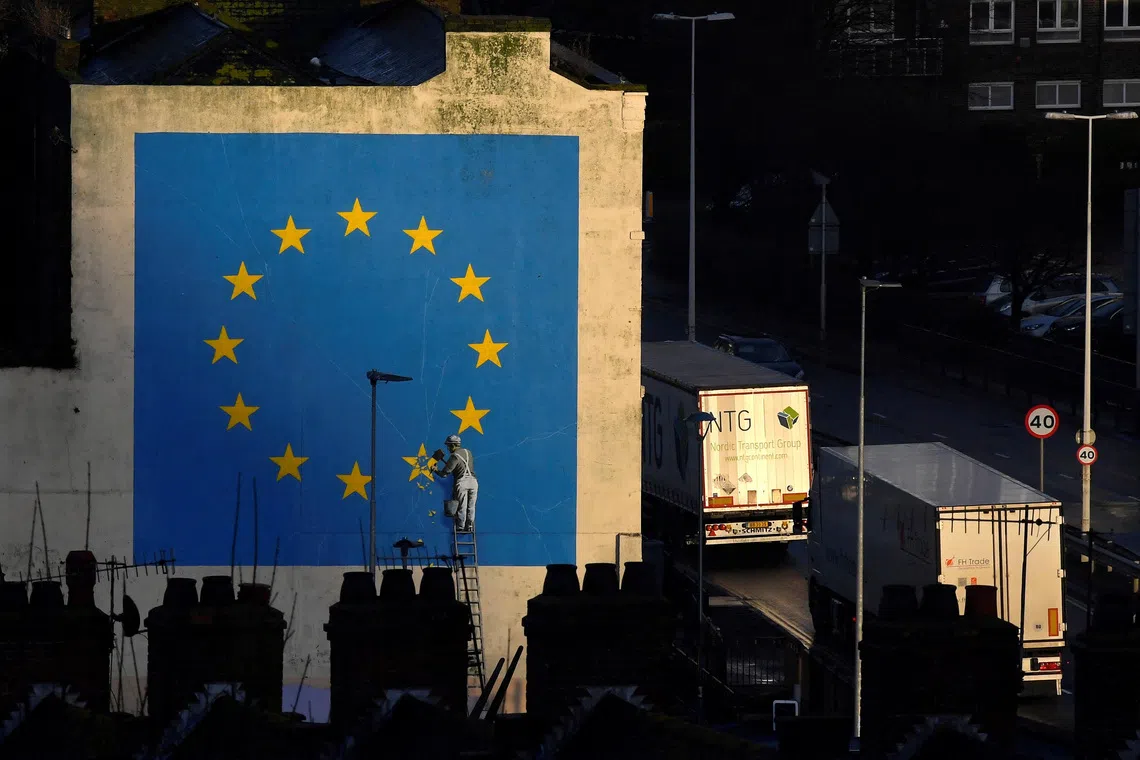 The protest against migrant crossings across the English Channel blocked access to the Port of Dover in southern England on Sept 5.
