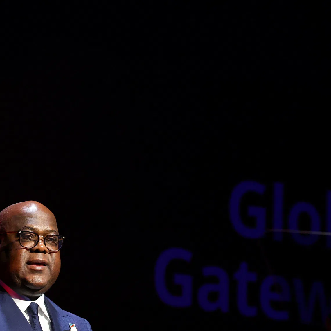 Democratic Republic of the Congo's President Felix Tshisekedi delivers a speech during the Global Gateway Forum in Brussels, Belgium October 9, 2025. REUTERS/Yves Herman