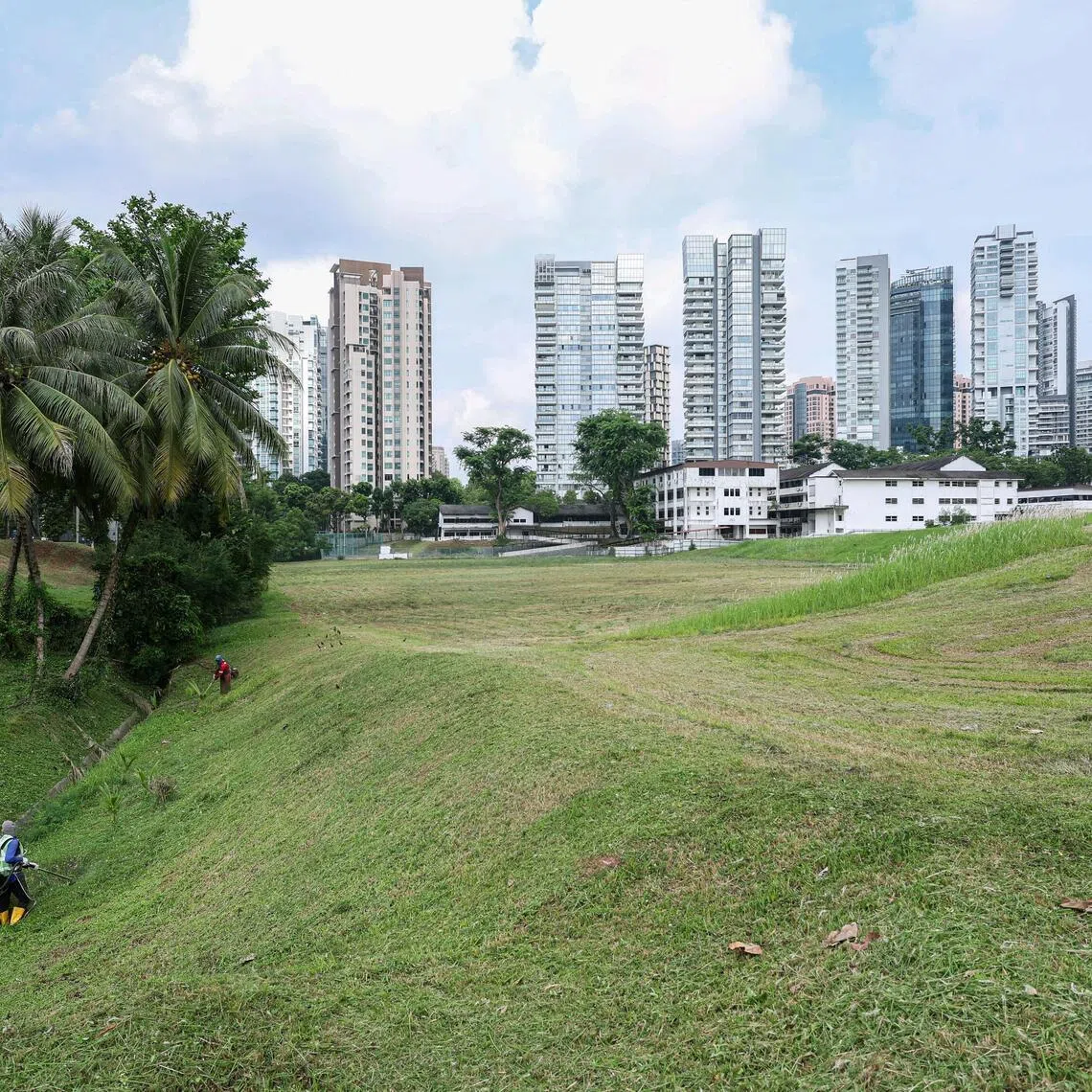 Overview of the plot of land bounded by Paterson Road, Orchard Boulevard and Grange Road on March 31, 2026. The Urban Redevelopment Authority (URA) has called a tender for the demolition of existing buildings on the site and plans to construct a new road linking the three roads. ST PHOTO: BRIAN TEO