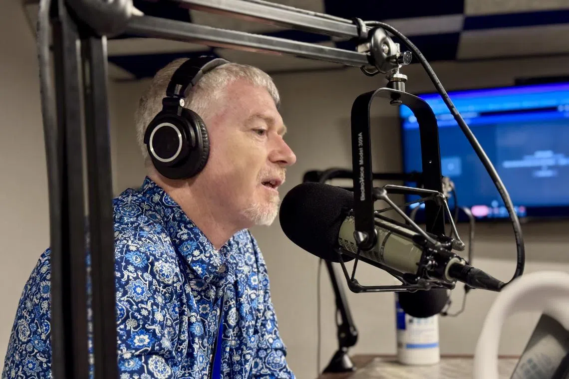 Deputy foreign editor, David Fogarty in the podcast studio. 