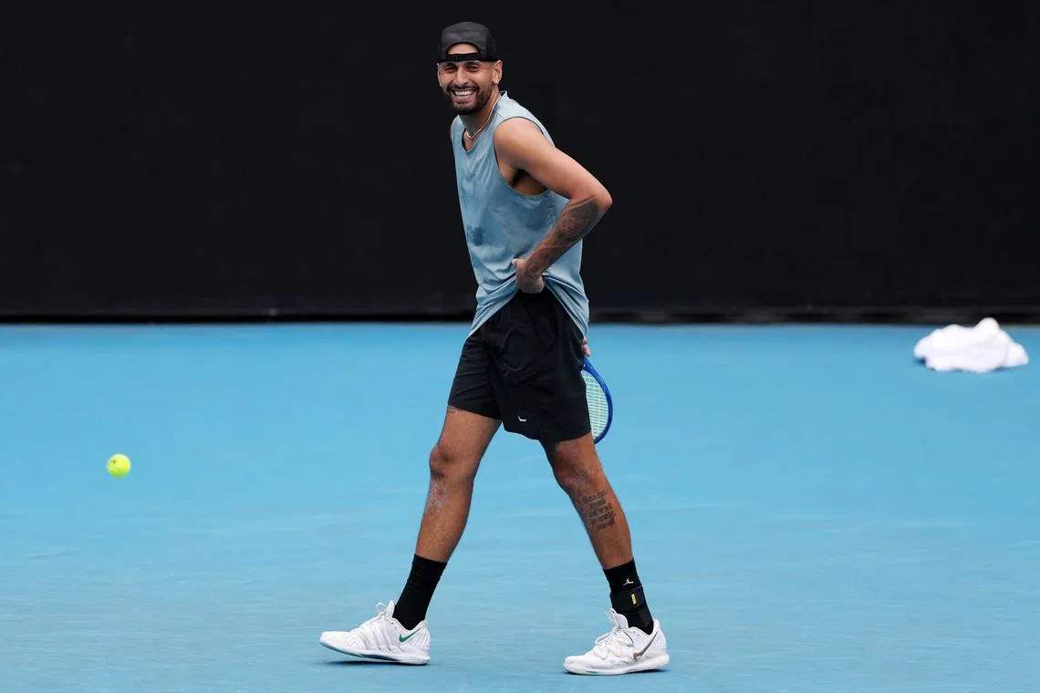 FILE PHOTO: Tennis - Australian Open - Melbourne Park, Melbourne, Australia - January 15, 2026 Australia's Nick Kyrgios during practice REUTERS/Hollie Adams/File Photo