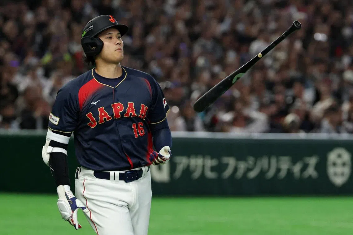 Baseball - World Baseball Classic - Pool C - Japan v Taiwan - Tokyo Dome, Tokyo, Japan - March 6, 2026 Japan's Shohei Ohtani reacts during the fourth innings REUTERS/Issei Kato