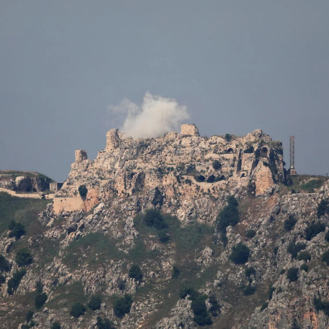 Smoke rises from Beaufort Castle following strikes in Southern Lebanon on May 27. 