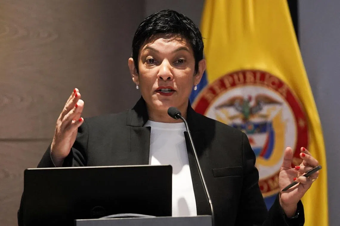 Tirana Hassan, Executive Director of Human Rights Watch, addresses the audience on the impact of Latin America’s migration policies, in Bogota, Colombia September 11, 2024. REUTERS/Nathalia Angarita/File Photo