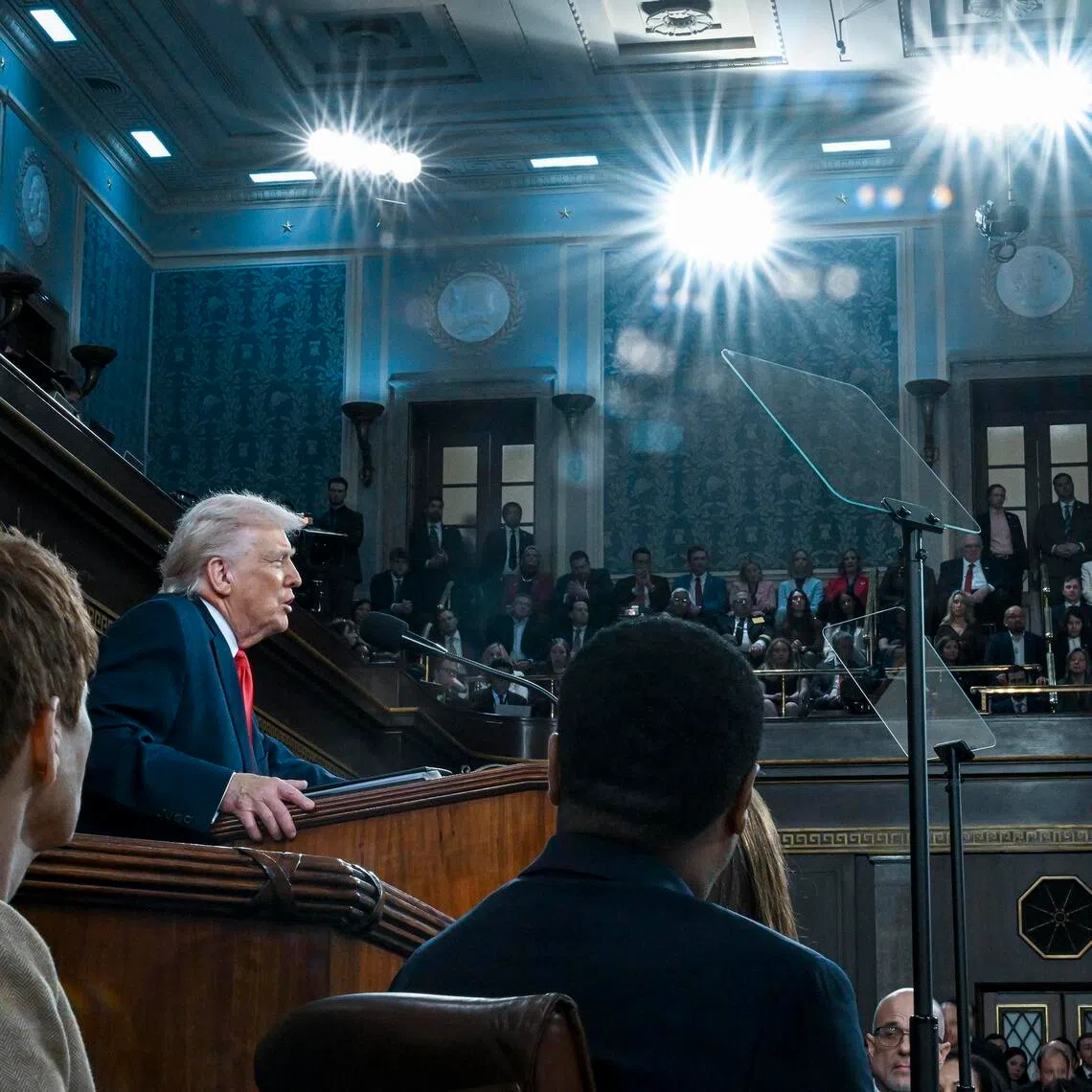 US President Donald Trump delivers his State of the Union address to a joint session of Congress at the Capitol in Washington, on Feb 24. 