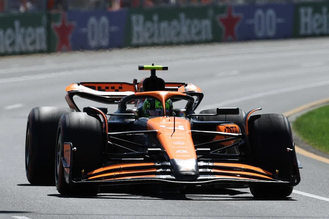 Formula One F1 - Australian Grand Prix - Melbourne Grand Prix Circuit, Melbourne, Australia - March 22, 2024 McLaren's Lando Norris during practice REUTERS/Mark Peterson