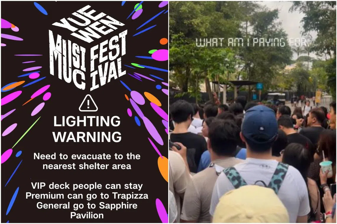 Trouble reportedly started midway through Taiwanese Mandopop singer Maggie Chiang’s set, when a lightning warning was issued.