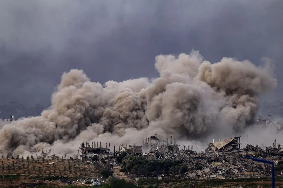 This picture, taken from southern Israel near the border with the Gaza Strip, shows smoke billowing after an Israeli strike in northern Gaza on Nov 22, 2023, amid ongoing conflicts between Israel and the Palestinian Hamas movement.