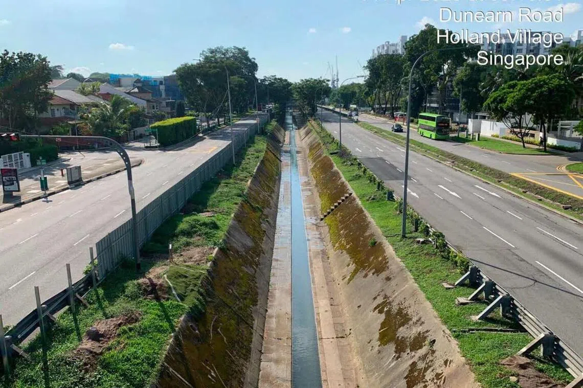 Upper Bukit Timah Canal pictured before upgrading works.