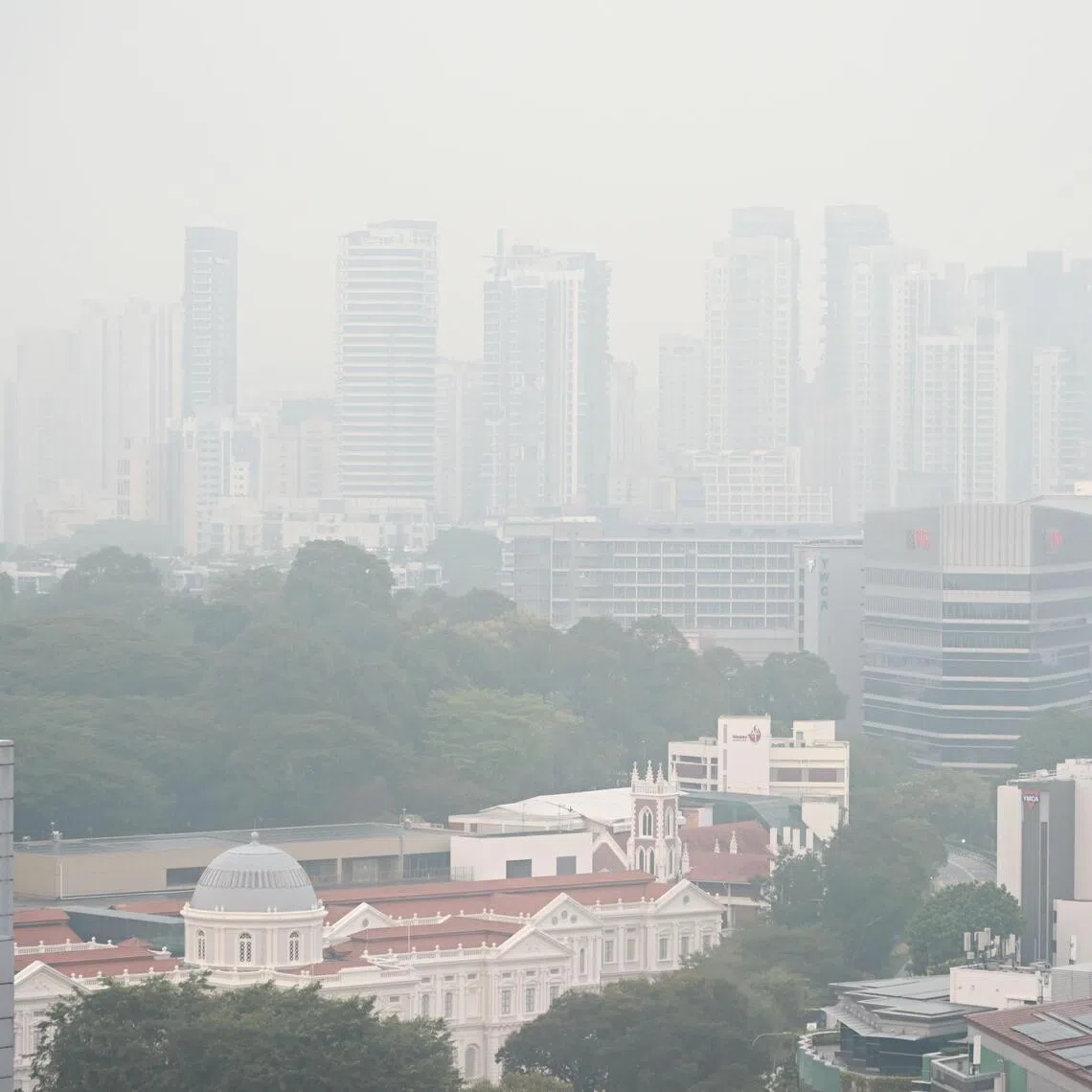 The haze as seen from Middle Road at 7.15am on Sept 30.