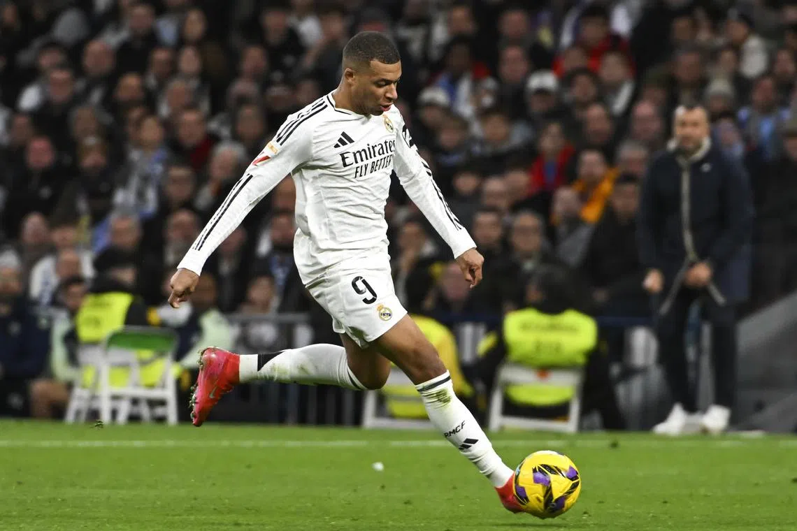 Real Madrid's Kylian Mbappe in action against Las Palmas in a La Liga clash on Jan 19.