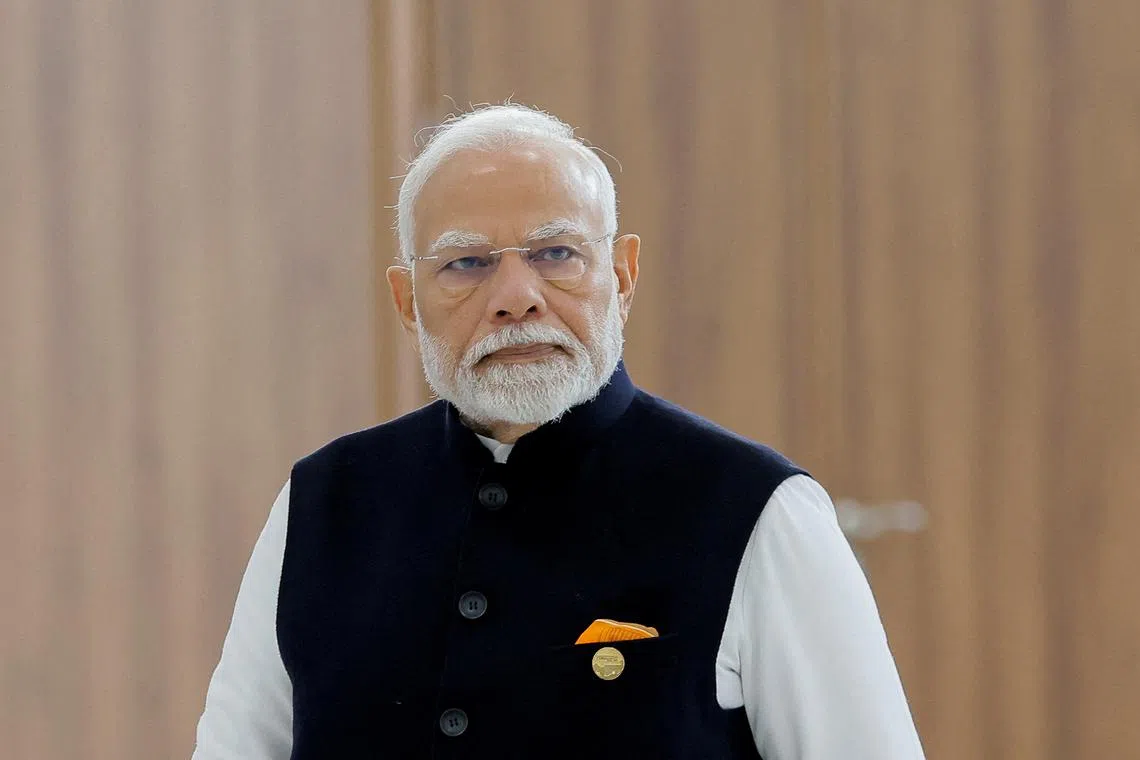 FILE PHOTO: Indian Prime Minister Narendra Modi arrives at the BRICS summit in Kazan, Russia October 23, 2024. REUTERS/Maxim Shemetov/Pool/File Photo
