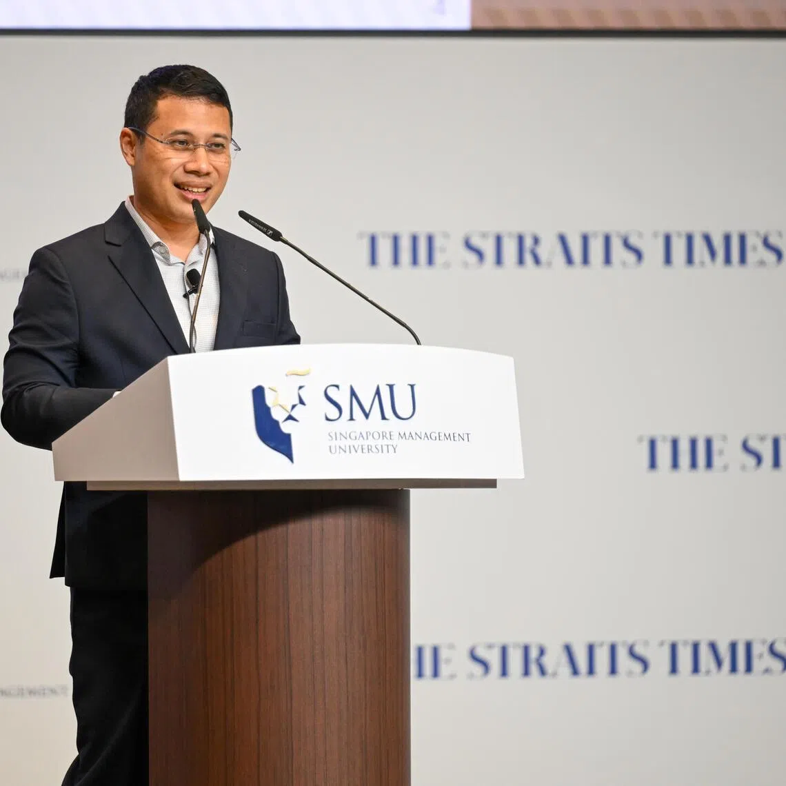 Education Minister Desmond Lee speaking at The Straits Times Education Forum 2026, held at the Singapore Management University's Yong Pung How School of Law on April 1.