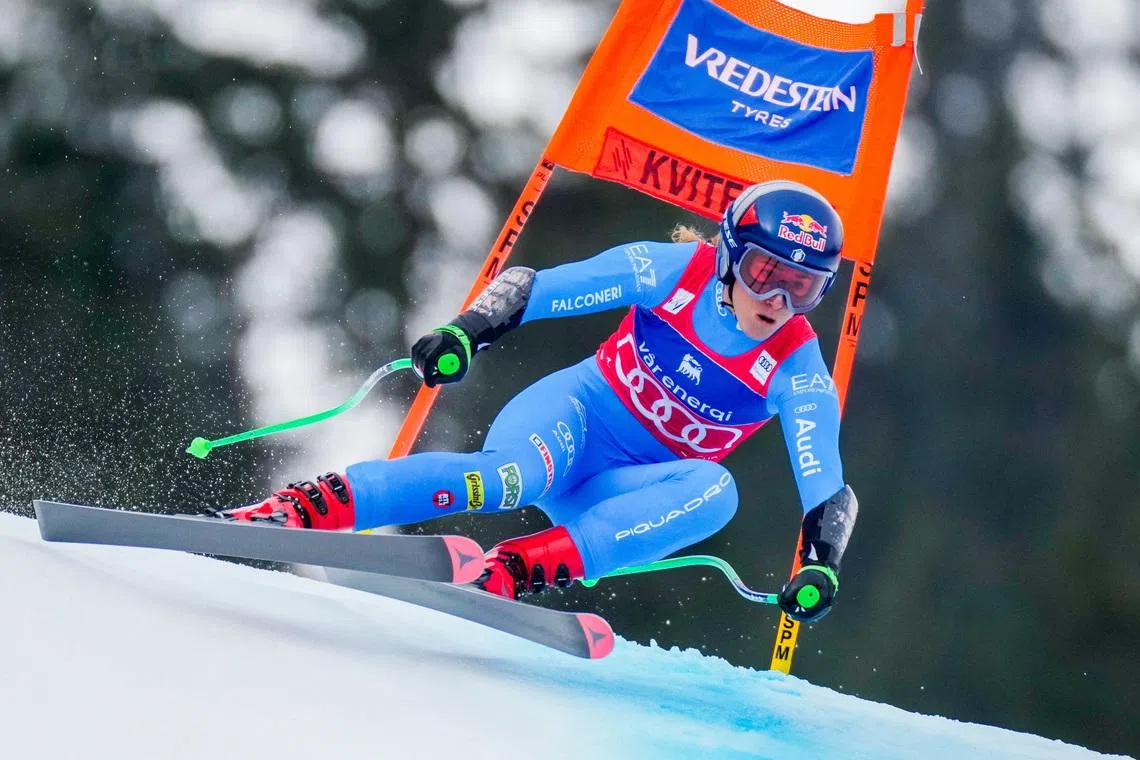 Alpine Skiing - FIS Alpine Ski World Cup - Women's Super G - Lillehammer, Norway - March 22, 2026 Italy's Sofia Goggia in action during the Women's Super G  Cornelius Poppe/NTB via REUTERS