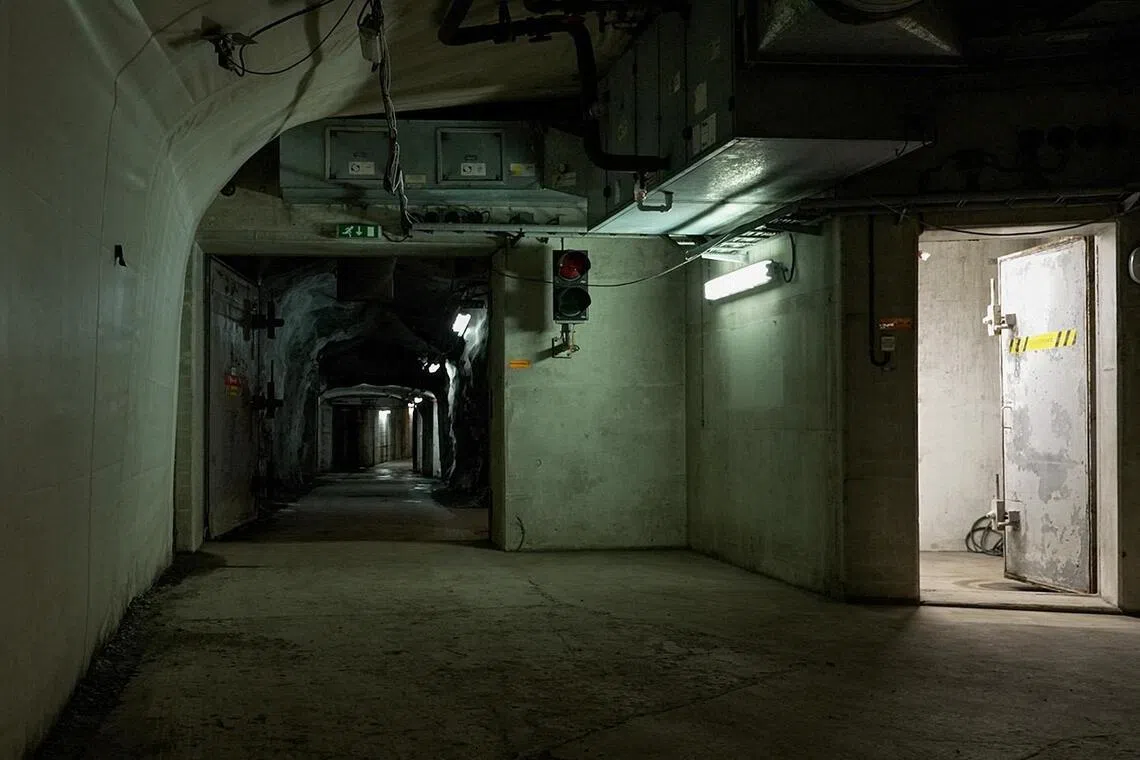 A tunnel in one of Oslo's largest bomb shelter in Hanshaugen, Oslo, on May 18. 
