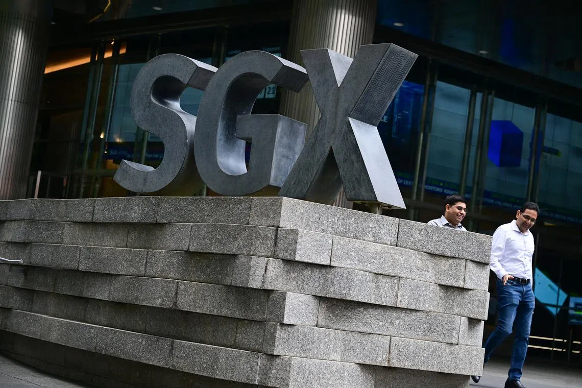 ST20240625_202434953939 pixgeneric Azmi Athni/ SGX logo on June 25. Tags: SGX; finance; investment; money; finance; Singapore; ST PHOTO: AZMI ATHNI