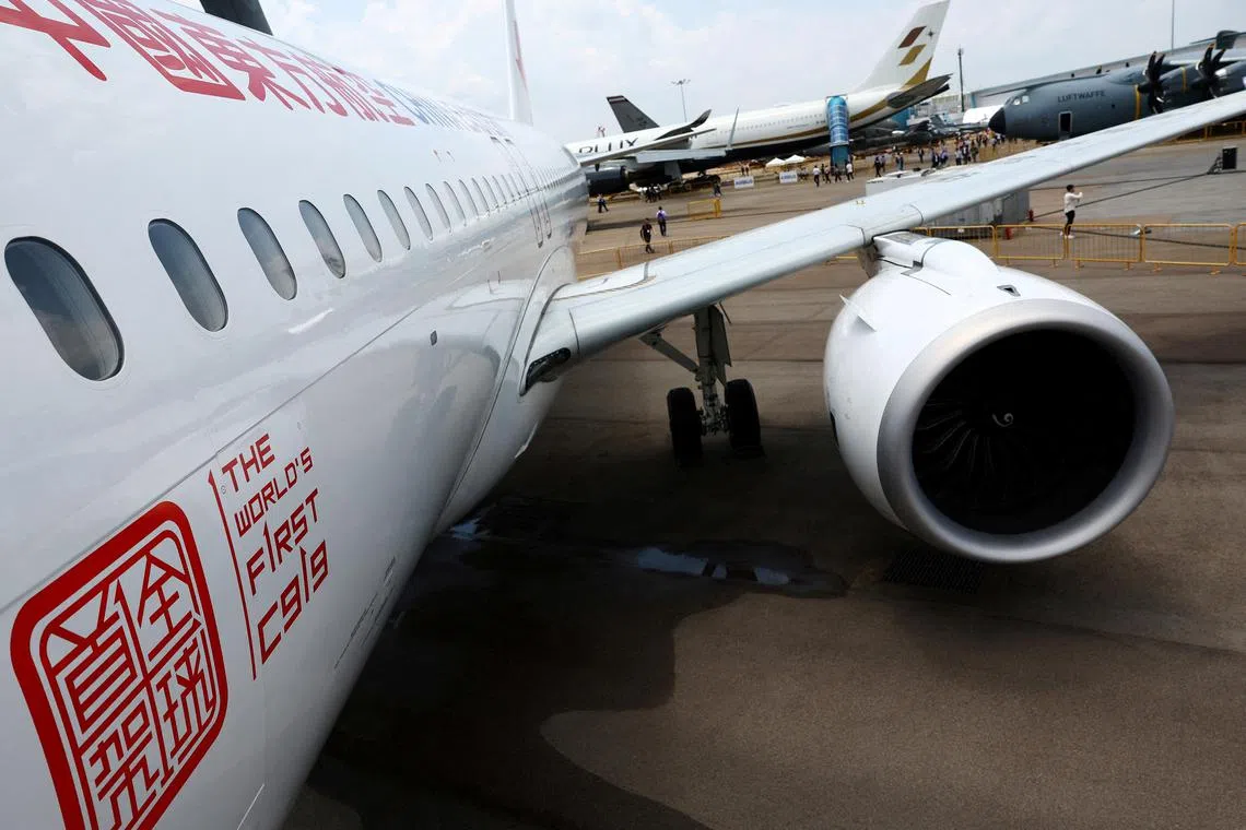 The C919 features a two-class configuration with 158 seats - eight in business class and 150 in economy. 