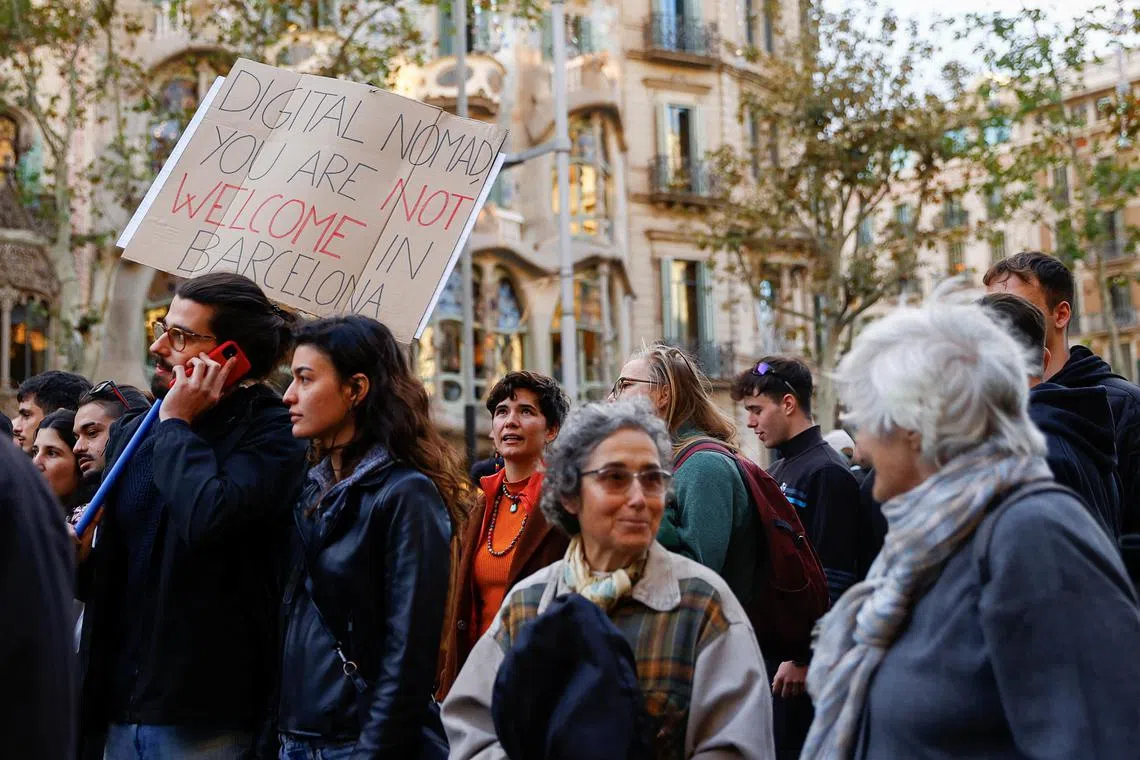 Over 20,000 people protested in Barcelona, Spain, over rising rents due to gentrification and landlords shifting to more lucrative, short-term tourist rentals.